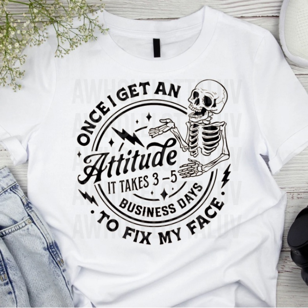 White Graphic Tee with Skeleton Print